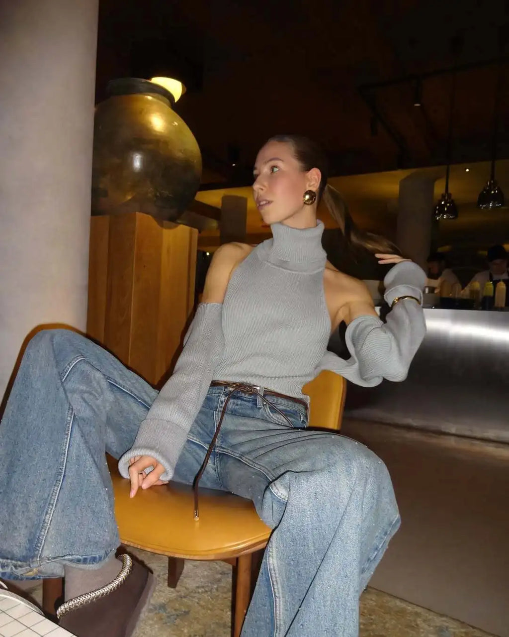 Women’s Backless Knit Turtleneck Vest