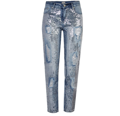 Sequin Ripped Jeans