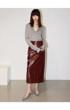 Aurora Leather Midi Skirt