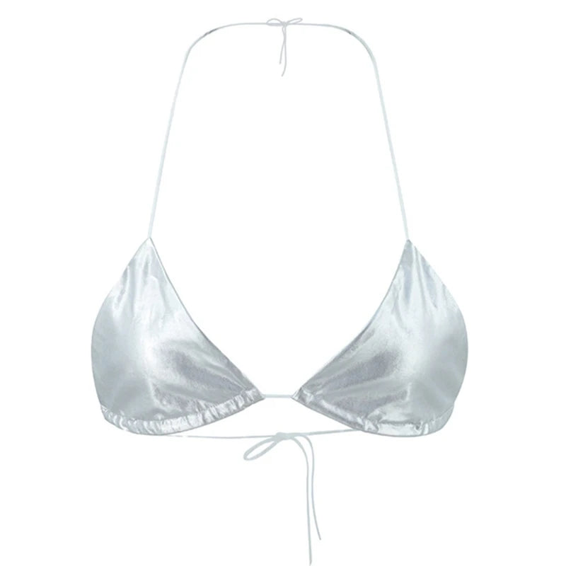 Metallic Silver Bra