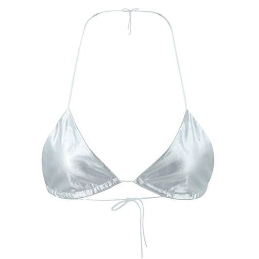 Metallic Silver Bra