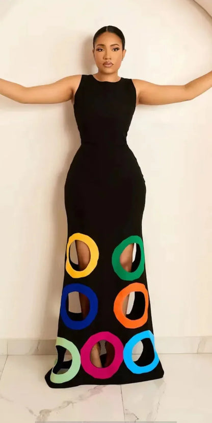 Colorful Hollow Out Dress