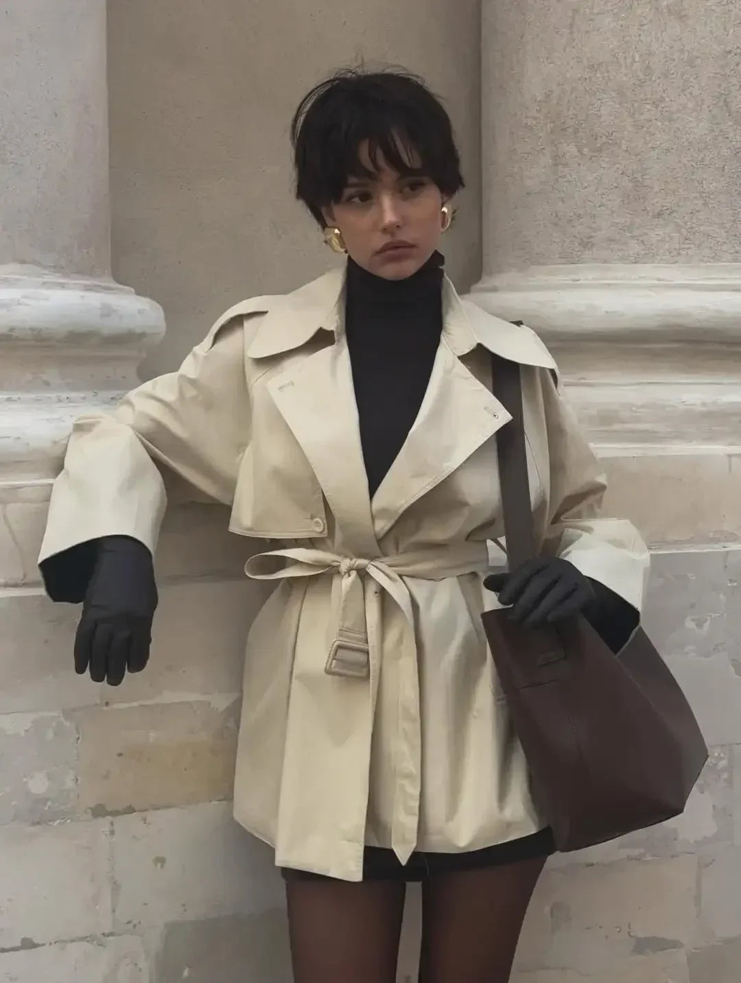 Women’s Belted Short Trench Coat