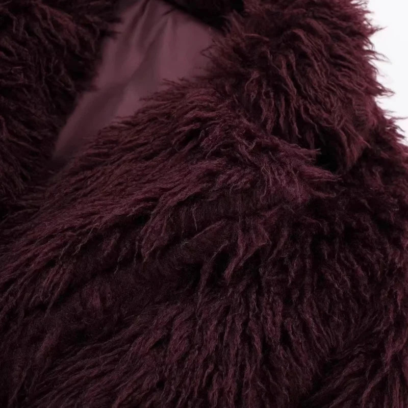 Amara Burgundy Faux Fur Cardigan