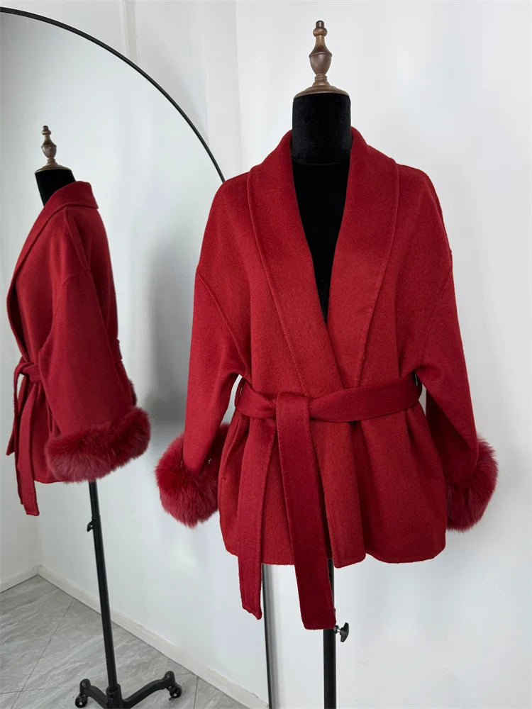 Aureline Fox Fur Wool Coat