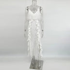 Women’s Ruffled Suspender Maxi Dress
