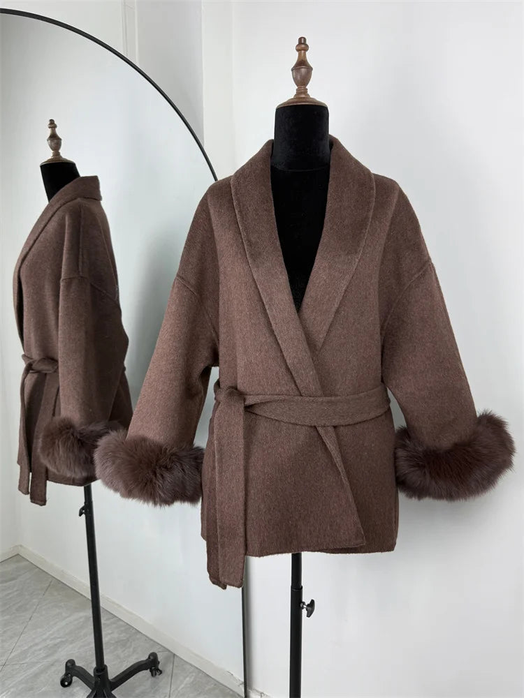 Aureline Fox Fur Wool Coat