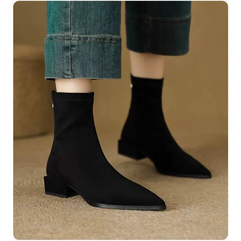 Luna Pointed Toe Low Heel Ankle Boots