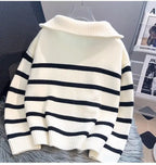 Elise Striped Zip Knit Sweater