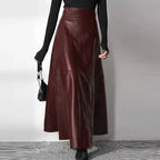 Women’s High Waist Leather Long Skirt