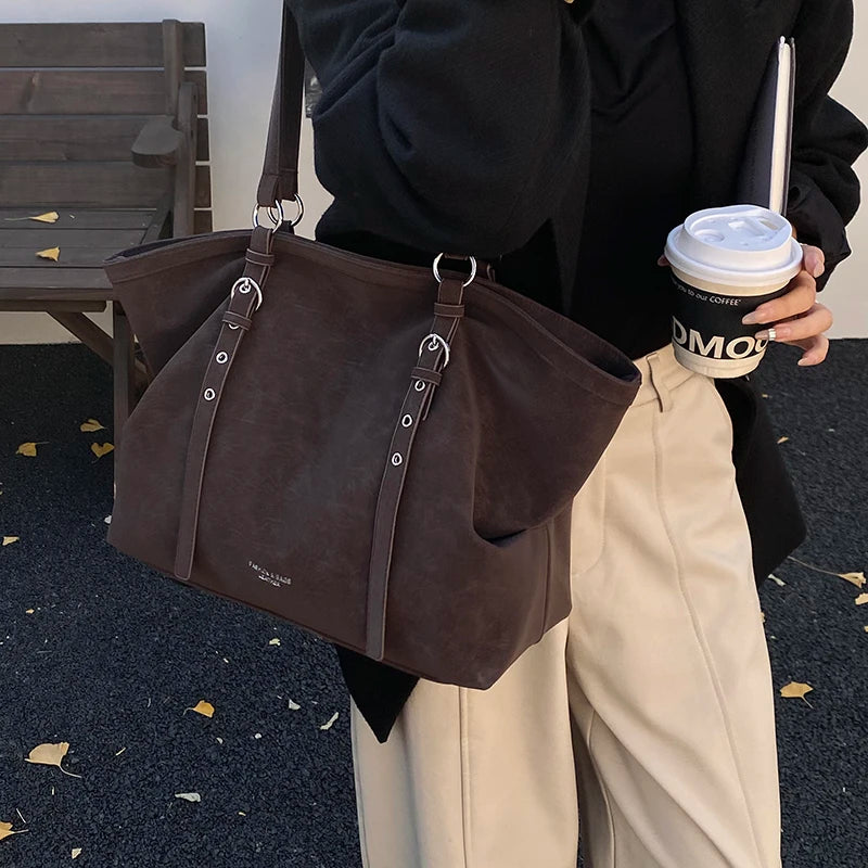 Mirella Suede Buckle Tote Bag