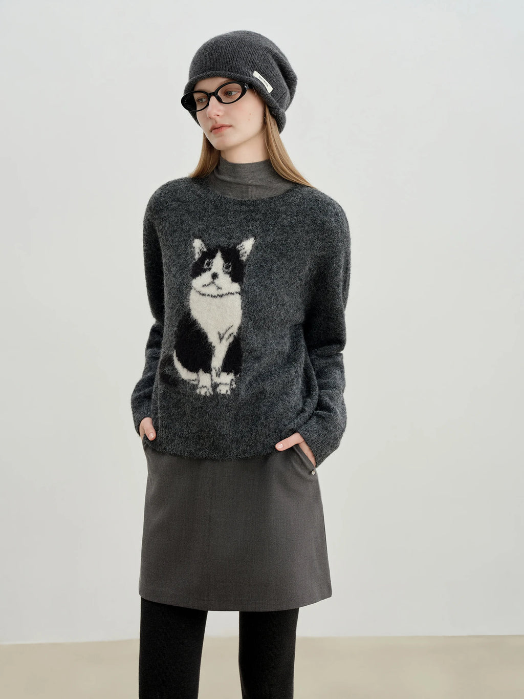 Luna Cat Jacquard Knit Sweater