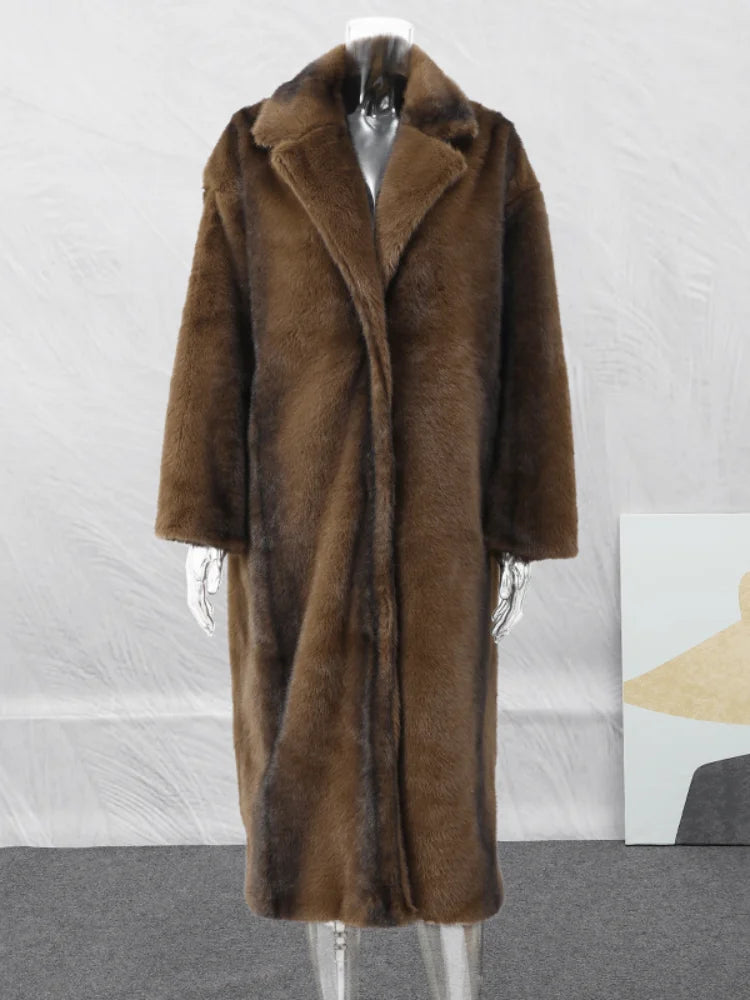 Colette Long Plush Faux Fur Coat