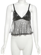 Sequined Mesh Top