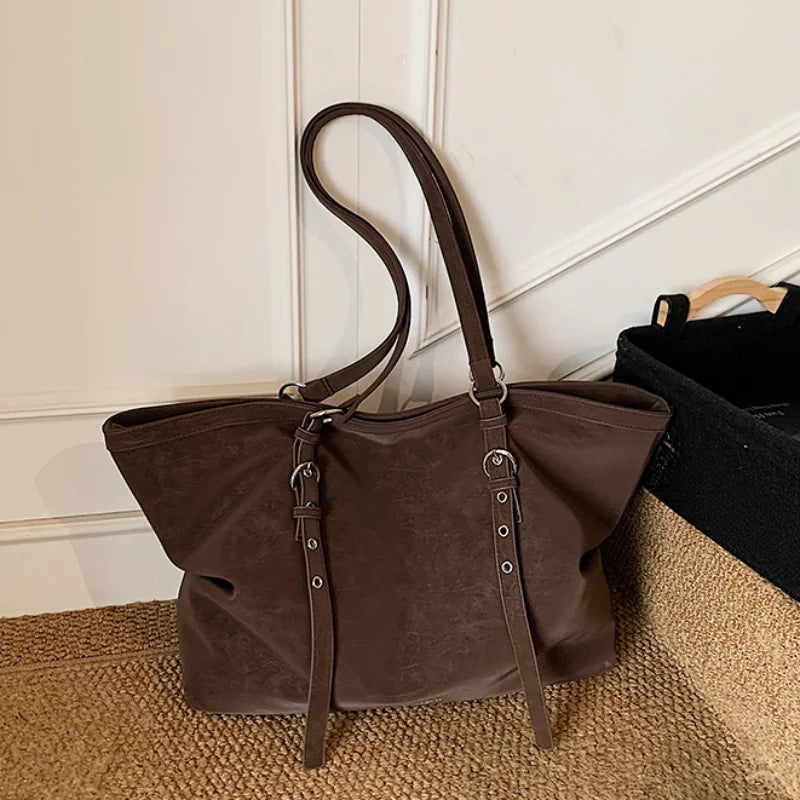 Mirella Suede Buckle Tote Bag