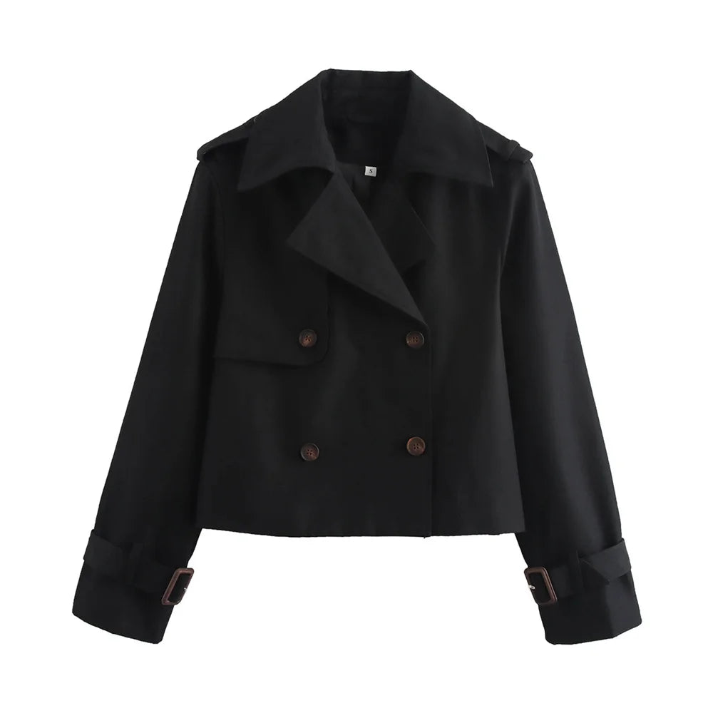 Vintage Cropped Double-Breasted Jacket
