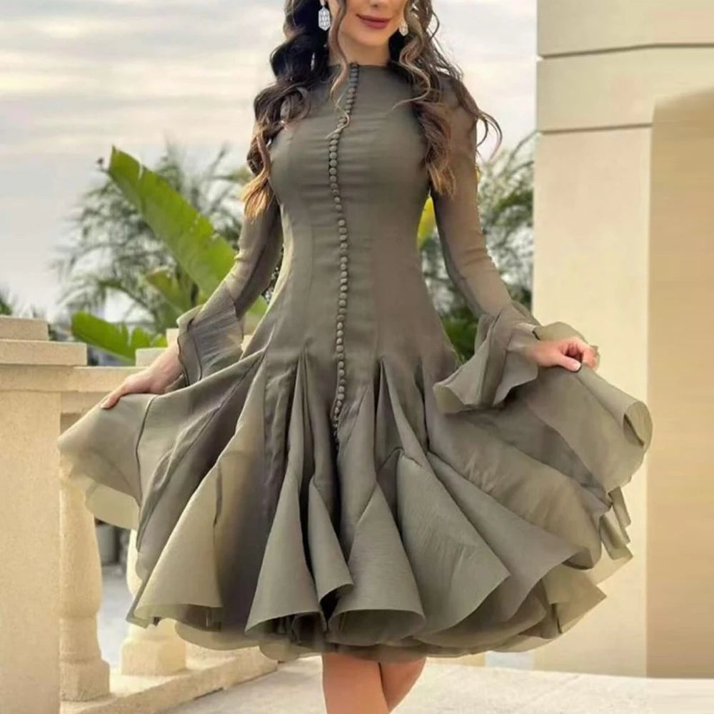 Women’s High Waist Ruffle Dress