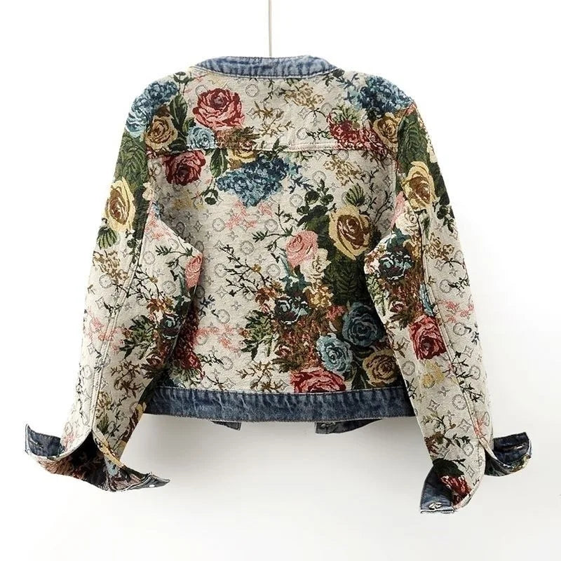 Retro Jacquard Denim Jacket