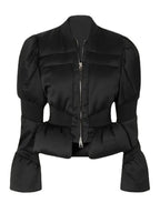 Padded Satin Down Peplum Jacket