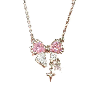 Sweet Pink Bow Necklace