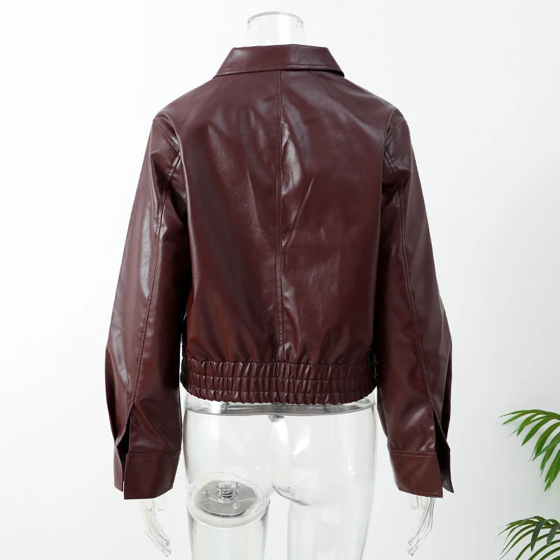 Women's Vintage Zipper Leather Jacket