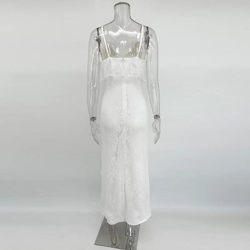 Women’s Ruffled Suspender Maxi Dress