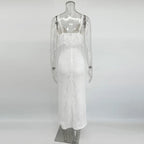 Women’s Ruffled Suspender Maxi Dress