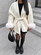 Aureline Fox Fur Wool Coat