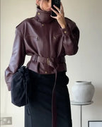 Women's Solid Burgundy Jacket
