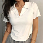 Short Sleeve Lapel Top