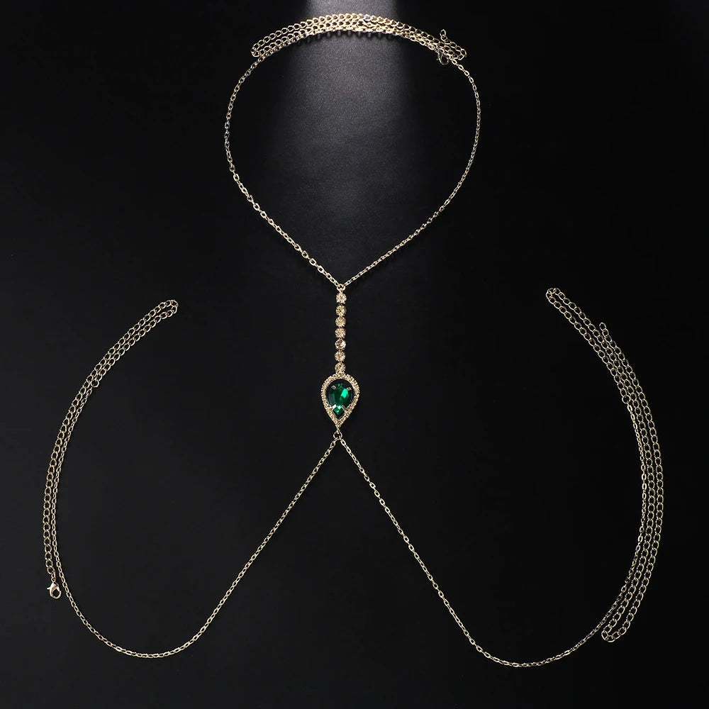 Green Crystal Chest Chain