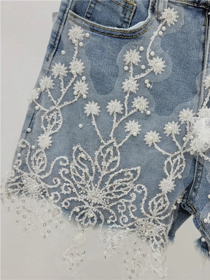 Kim Flower Denim Shorts