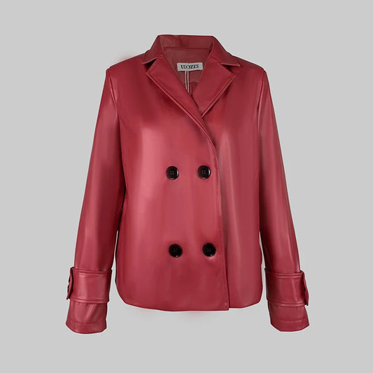 Red Faux Leather Jacket