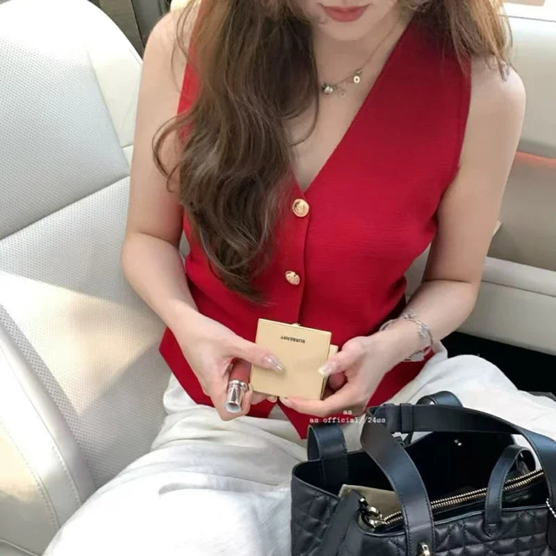 V-Neck Ruched Waist Vest