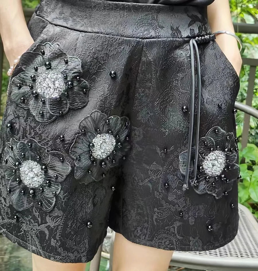 Flowers Stitch Shorts