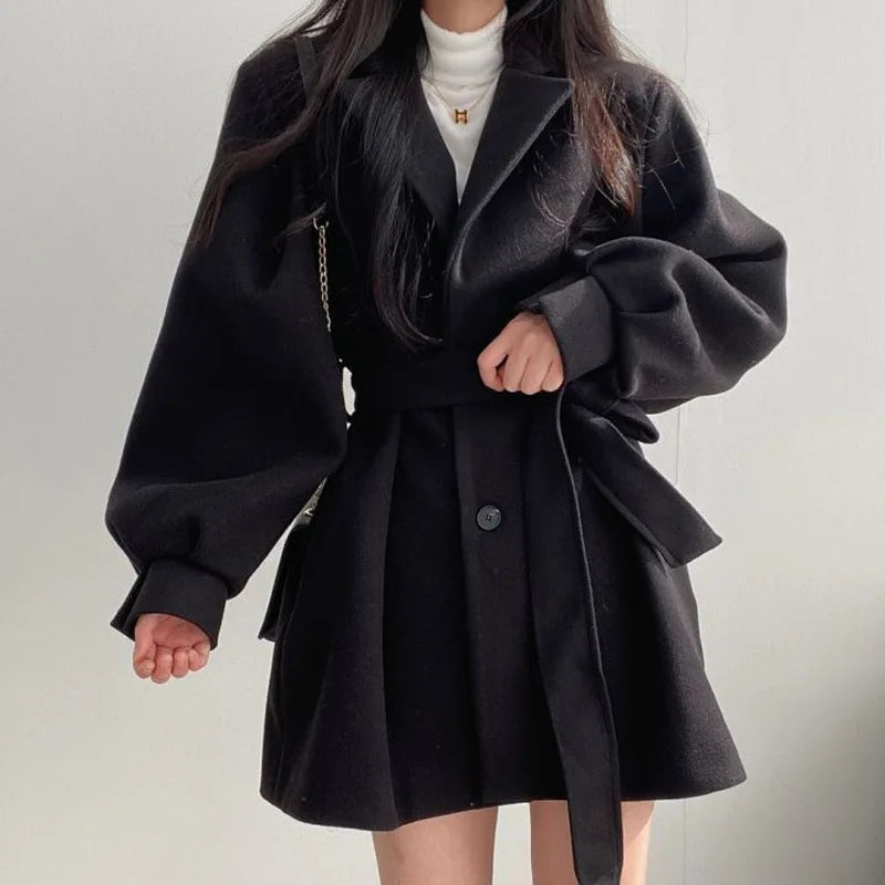 Isadora Lace-Up Wool Coat