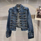 Metal Buckle Denim Short Jacket
