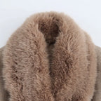 Amelie Belted Fur-Collar Coat