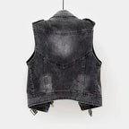 Gray Jean Cowboy Vest