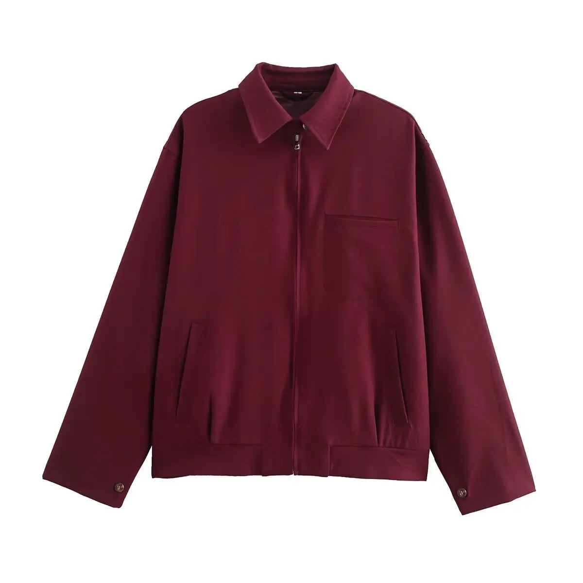 Burgundy Canvas Zip Jacket