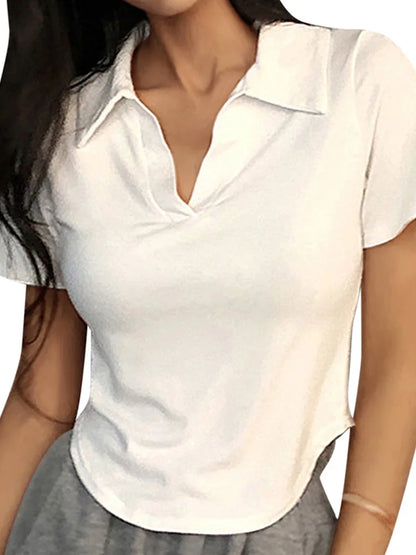 Short Sleeve Lapel Top