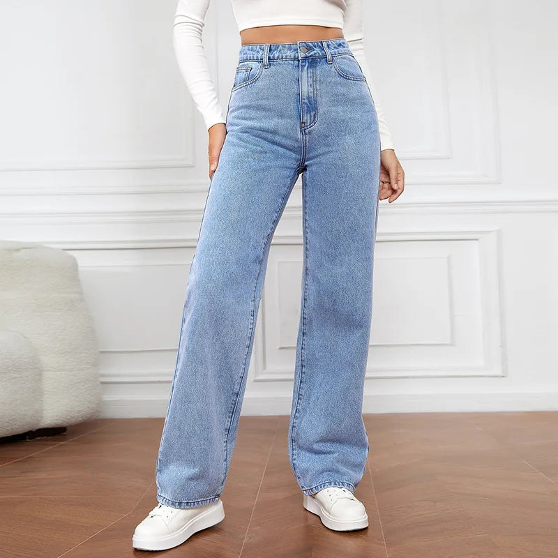 High-Waist Baggy Straight Jeans