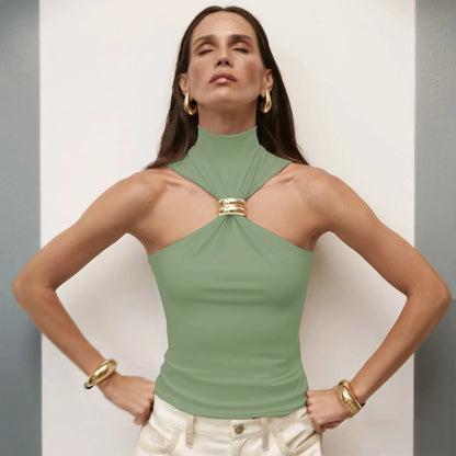 Turtleneck Knit Tank Top