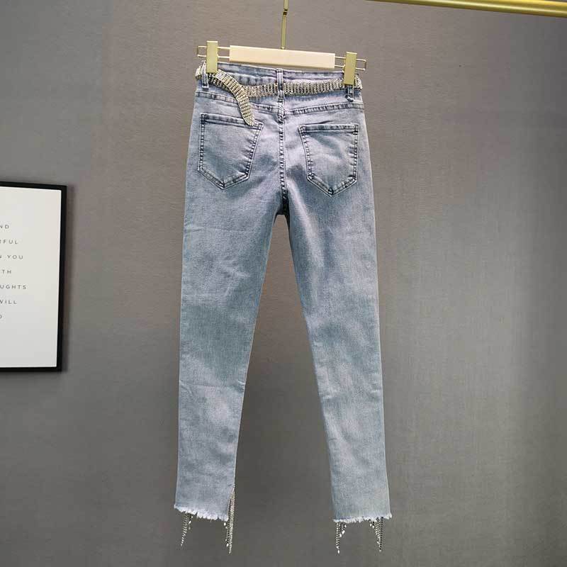 Rhinestone Fringed Jeans