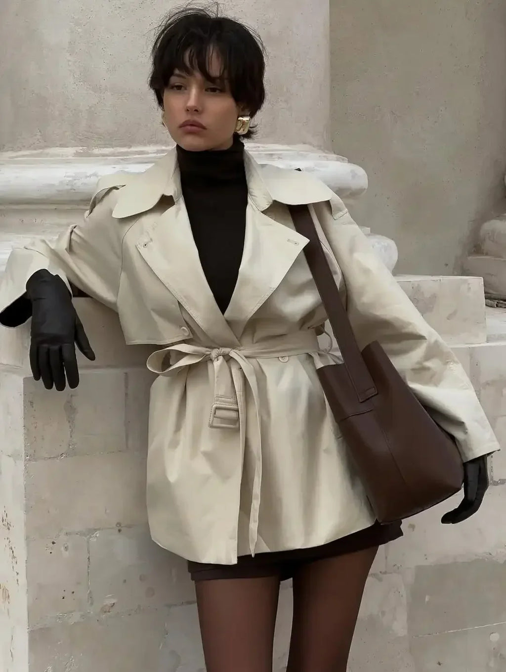 Women’s Belted Short Trench Coat