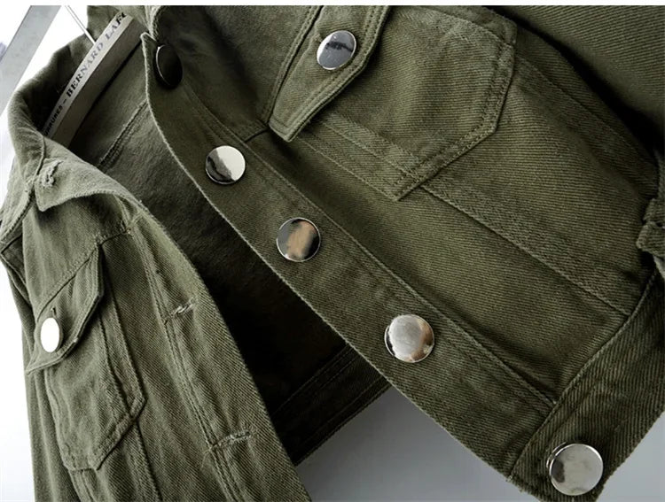 Women’s Army Green Denim Jacket