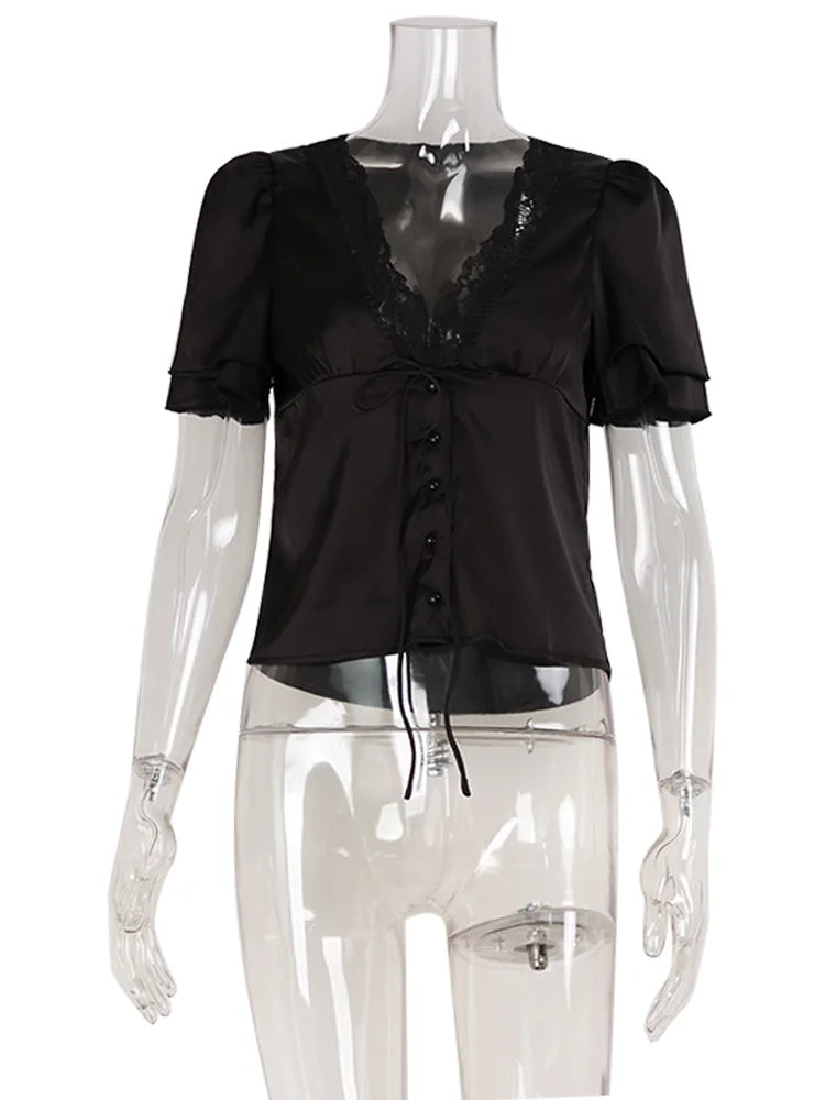 Clara Satin Lace Blouse