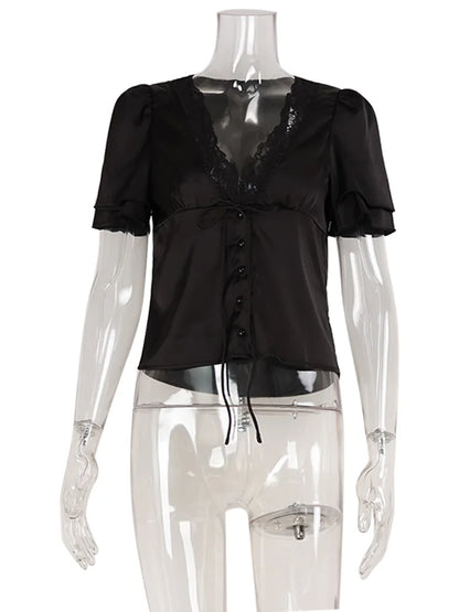 Clara Satin Lace Blouse