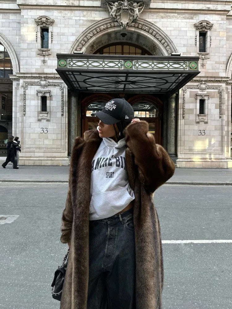 Colette Long Plush Faux Fur Coat
