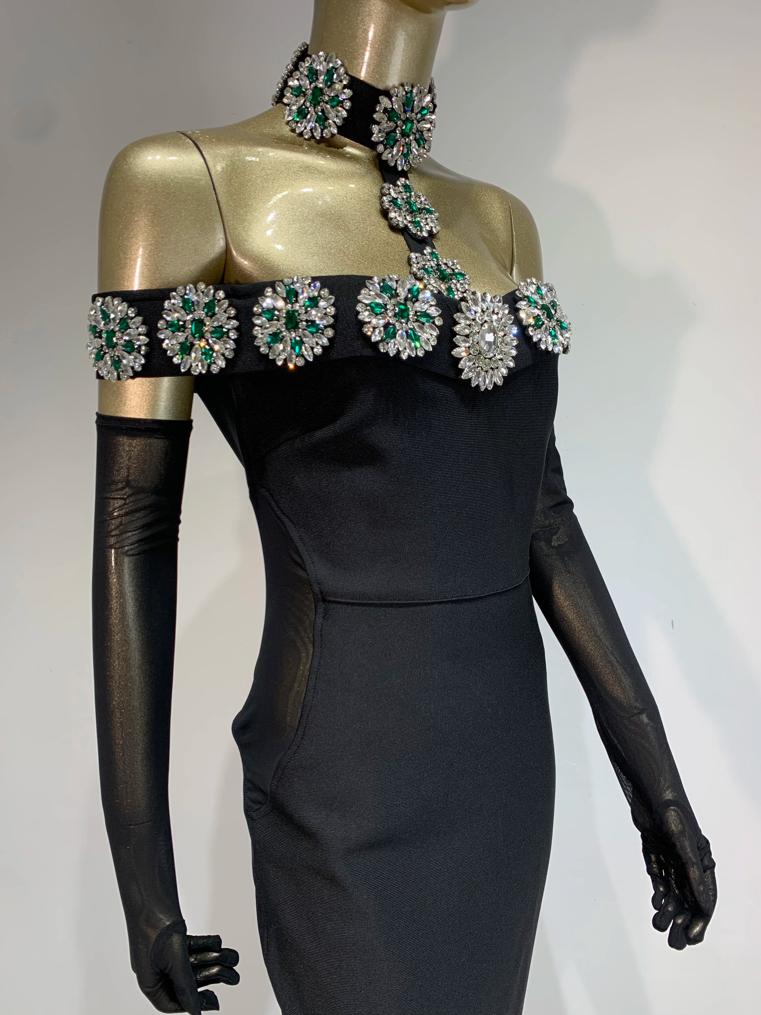 Cari Crystal Black Maxi dress